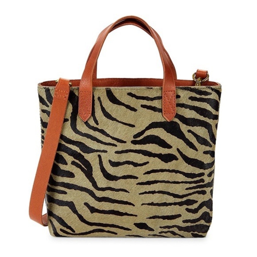 Madewell zebra olive green small crossbody tote